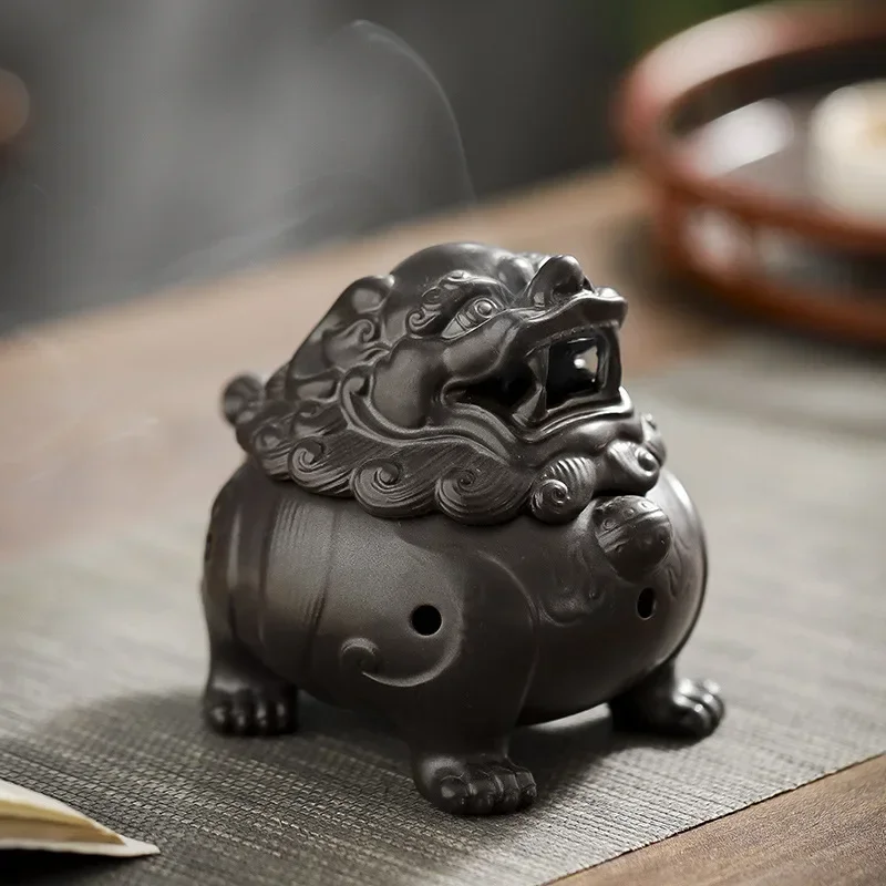 

Lion Dragon Ceramic Plate Incense Stove Crafts Incense Decoration Backflow Creative Home Incense Insertion Tea Pet