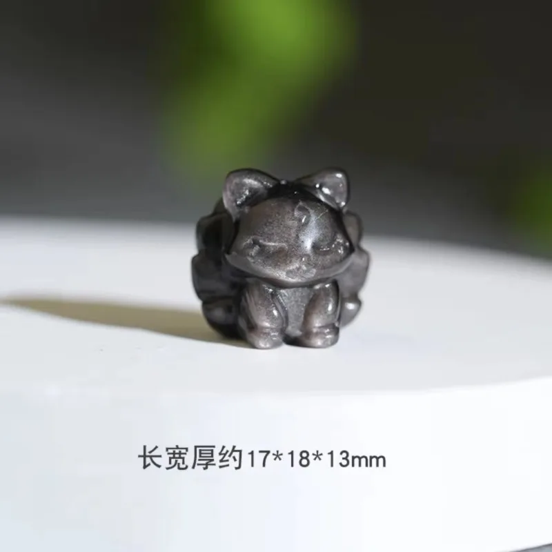 Silver obsidian carving fox