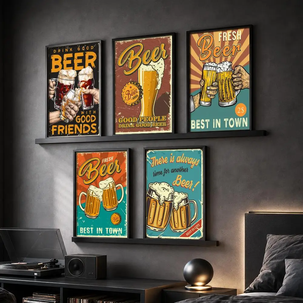 Cold Brew Vintage Art Painting Calligraphy Canvas Painting Art for Bedroom Living Room Home Decor Wall Decoration Decals Gift