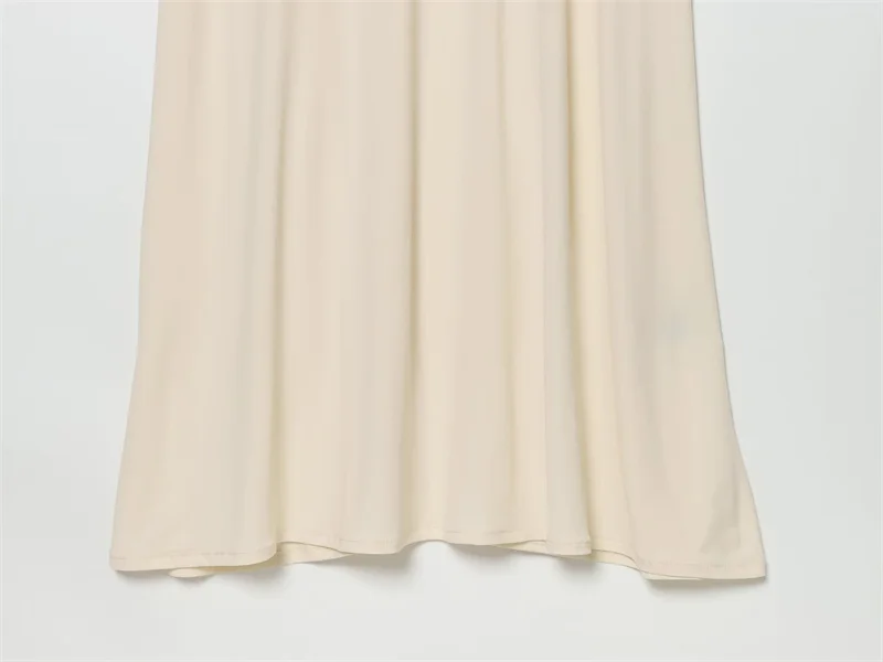 Women's Dress 2026 Summer New Style Solid Color Short Sleeve Ruffle Decor Midi Maxi Dress Elegant and Gentle Romantic