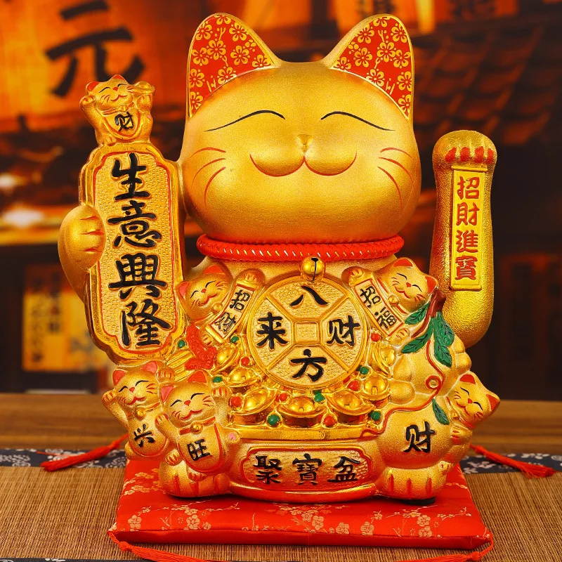 Ceramic Lucky Cat Electric Waving Ornament Fa Cai Cat Store Opening Gift Store Ornament Home Decoration Crafts