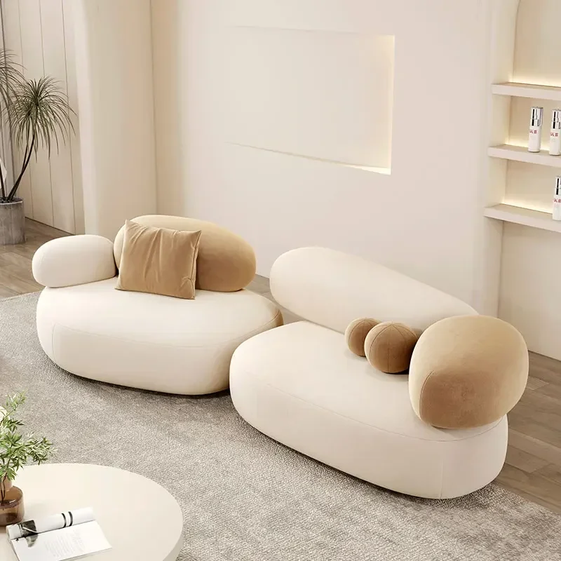 Small apartment living room sofa, simple pebble sofa, beauty salon clothing store reception lounge area