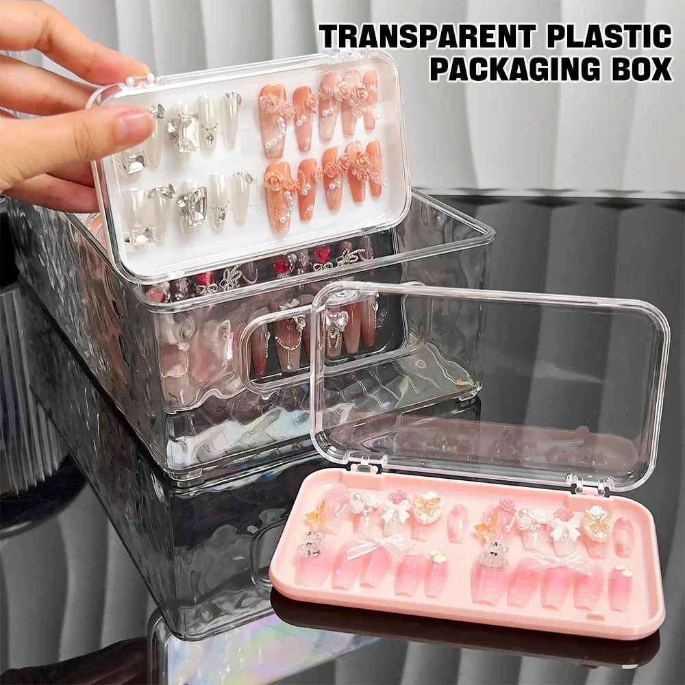 

5Pcs Multi-Color Transparent Acrylic Nail Tip Display Cases Press-On Nails Storage Boxes for Small Accessories Home&Personal Use