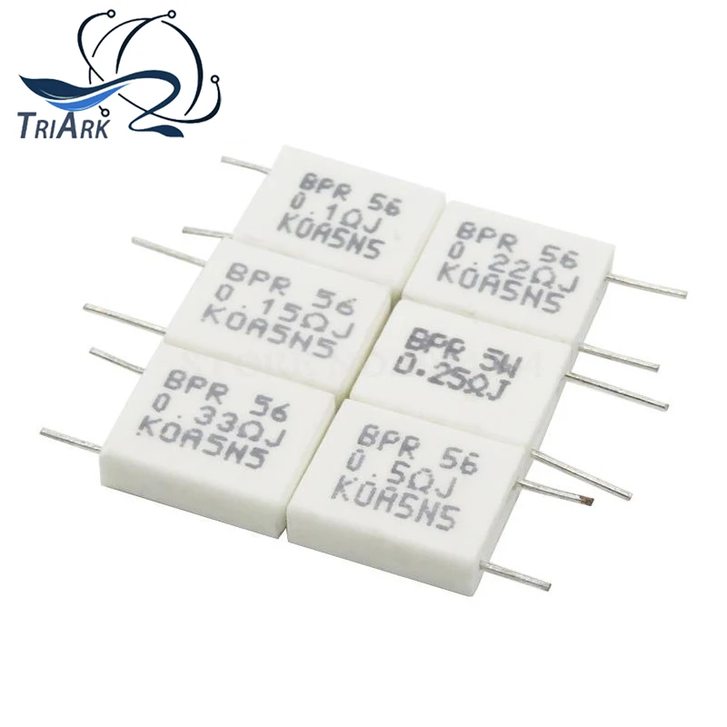 Resistor cerâmico Não-indutivo do cimento, BPR56, 5W, 0,001, 0,1, 0,15, 0,22, 0,25, 0,33, 0,5 ohms, 0.1R, 0.15R, 0.22R, 0.25R, 0.33R, 0.5R, PCes 10