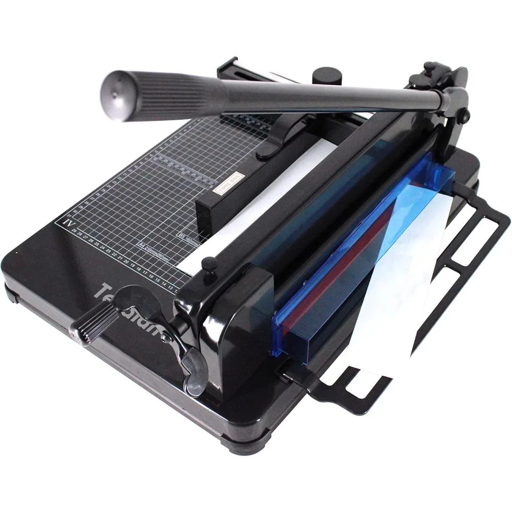 

Heavy Duty Guillotine Paper Cutter - 400 Sheets Capacity, A4 12" Stack Paper Trimmer, Steel Base, Black