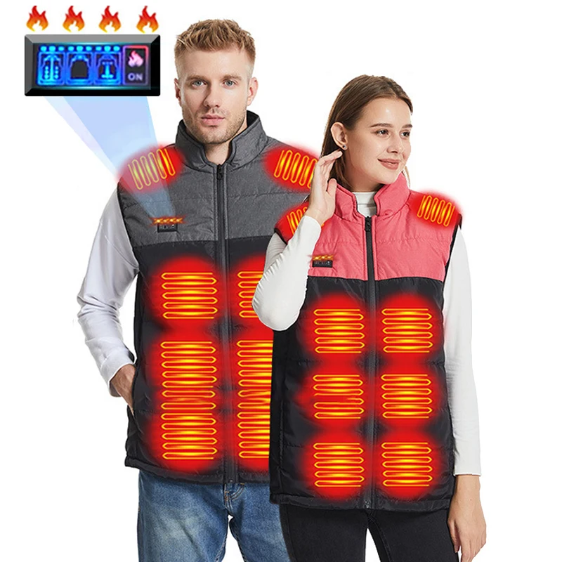 

21 Zone Heat Vest Men Women Winter Heated Jacket Warm Accessories Heated Coats Self Heated Electrical Skiing Clothing Washed