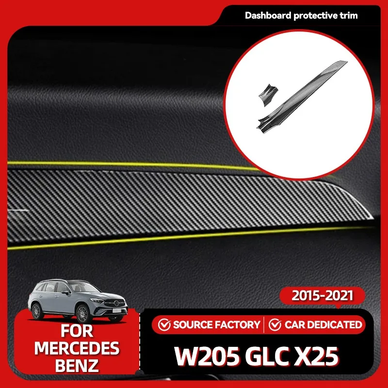 

Внутренние молдинги, 2 шт., автомобильная текстура из углеродного волокна, центральная консоль, приборная панель, защитная накладка для Mercedes Benz 15-21 C