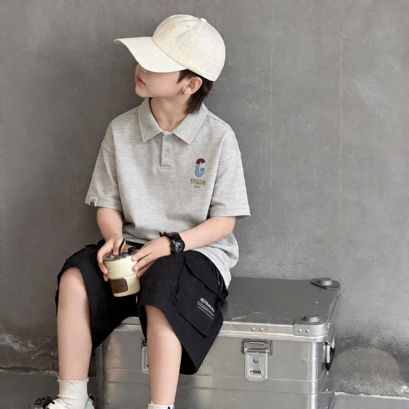 Short Sleeve Sporty Top Cute Breathable Soft Cotton Casual Loose Fit for Kids Summer Active Daily Wear Trendy Comfortable Style