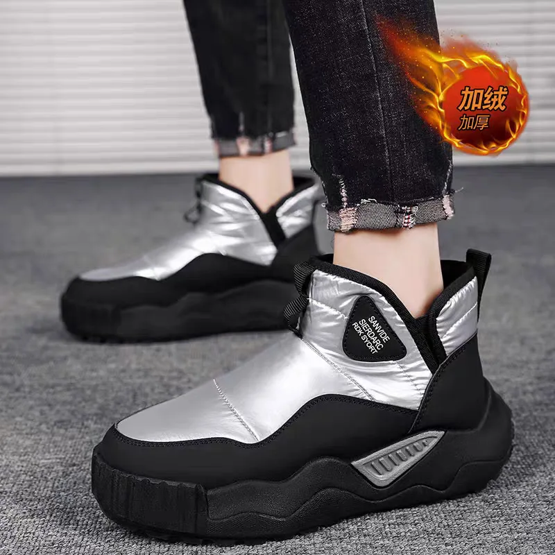 

Зимние ботинки, новая зимняя мужская обувь на толстой подошве, плюшевая теплая хлопковая обувь, удобная и легкая мужская обувь, водонепроницаемые полусапожки