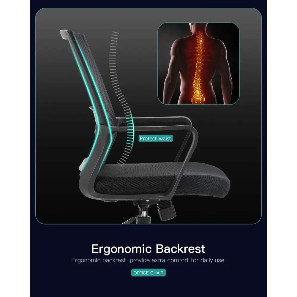 Office Chair Ergonomic Desk Chair Mid Back Computer Chair with Lumbar Support Armrests Breathable Mesh Height Adjustable Chair R
