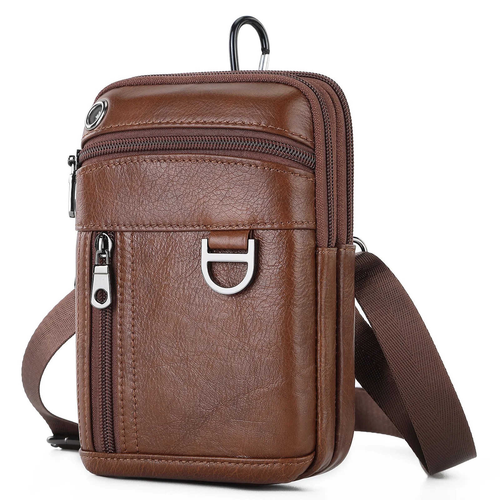 

Men's Cow Leather Belt Waist Bag Small Money Phone Waist Pack Multifunctional Genuuine Leather Shoulder or Crossbody Bag