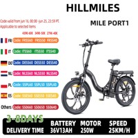 HillMiles Mile Port 1 Women's Adult Electric Bicycle 250W E-Mountain Ebike 36V13AH Battery 26 Inch Fat Tire City Electric Bicycl
