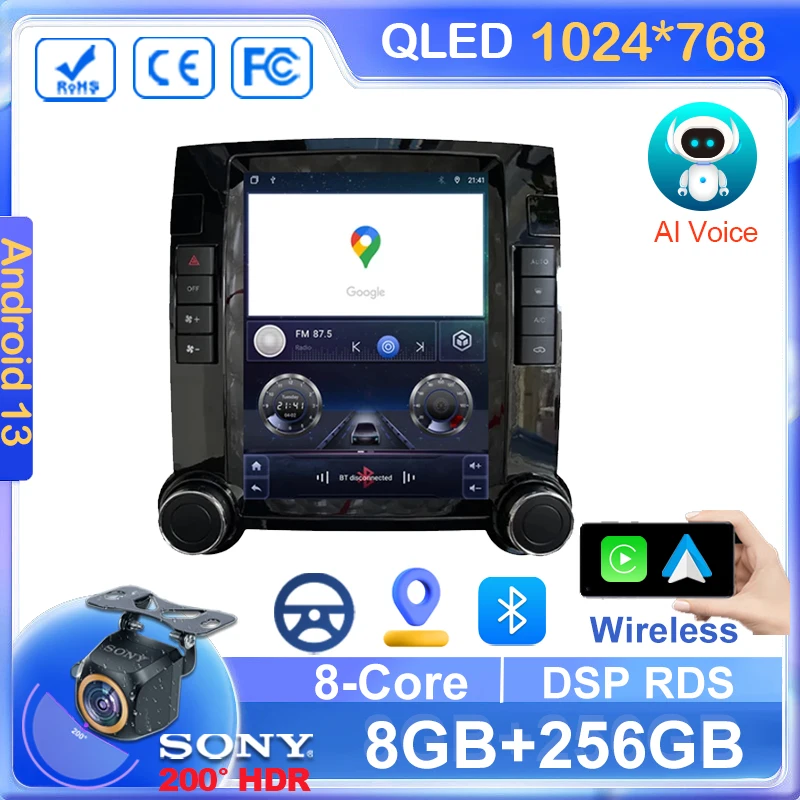 9.7 Inch Car Radio Android 13 For VW Touareg 2002-2010  Stereo Multimedia Video Player GPS Navigation 4G QLED No 2din