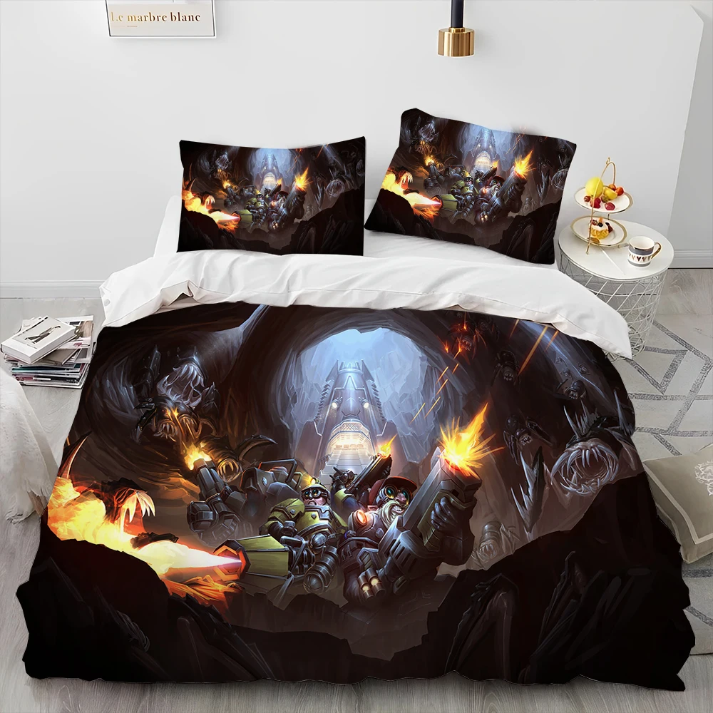 

DRG Deep Rock Galactic Game Gamer Comforter Bedding Set,Duvet Cover Bed Set Quilt Cover Pillowcase,king Queen Size Bedding Set