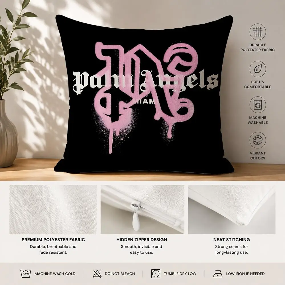 P-Palm Angels Fashion Cushion Cover 40x40cm Square Decorative Sofa Cushion Cover Bedroom Living Room Home Decor Gift