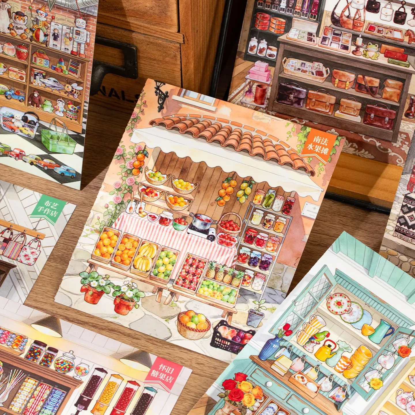 Micro Grocery Shop Diorama Sticker Sheets, 3D Layered Scene Collage Supplies for Student Handmade Journal Scrapbook
