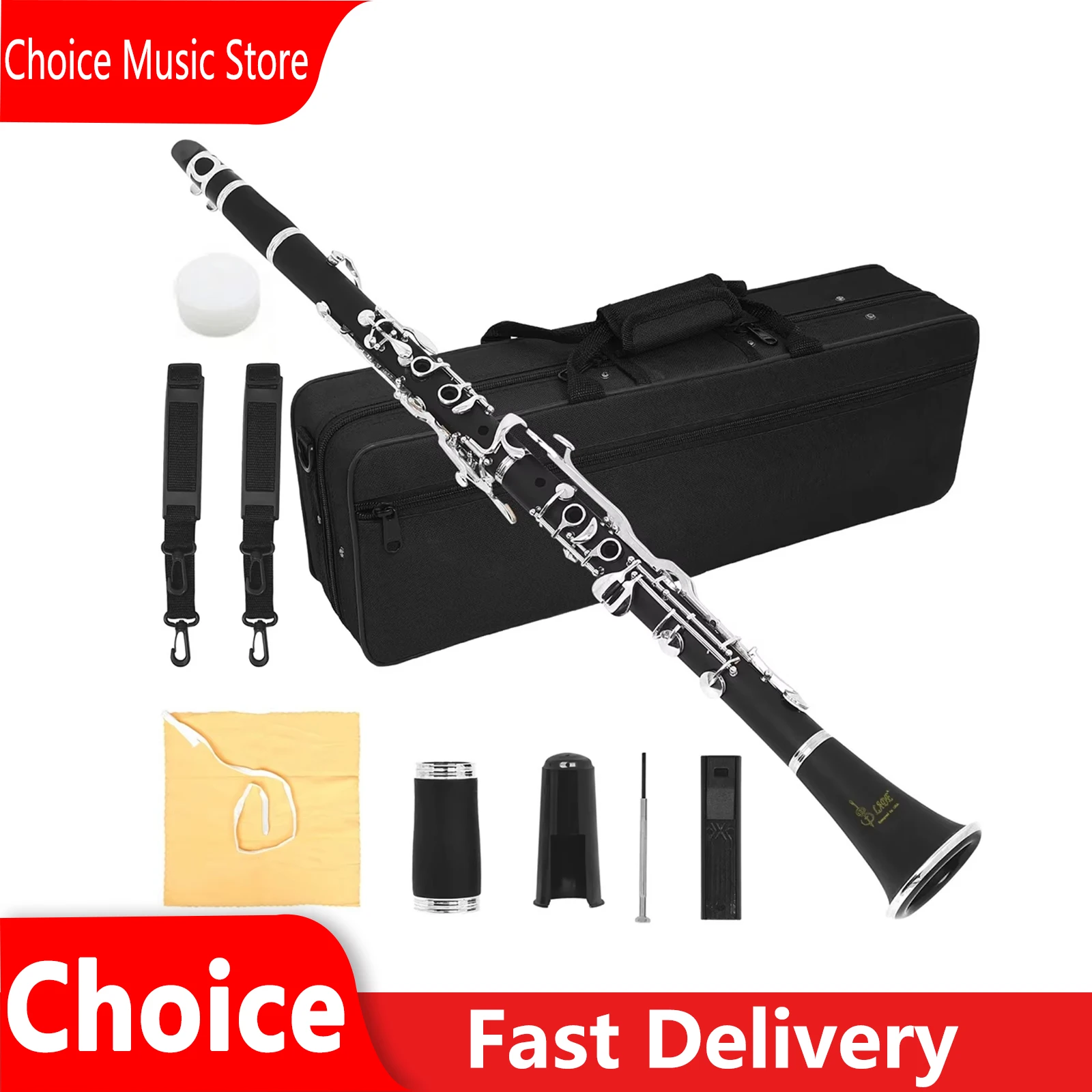 SLADE Clarinet Key Of G 17 keys Bakelite Body German Clarinet Double Regulator Black Tube Woodwinds Instrument With Accessories