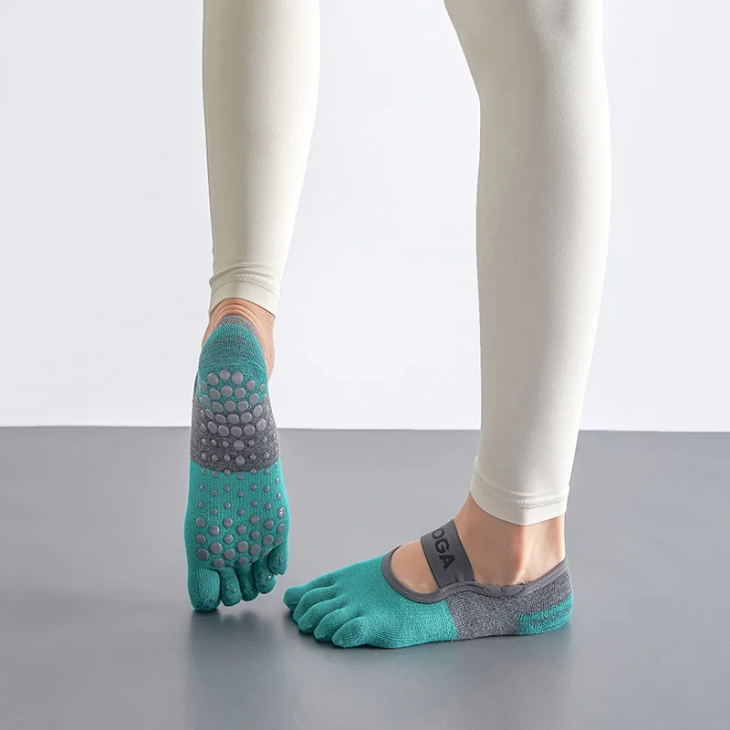 Five Fingers Yoga Socks Silicone Anti-slip Cotton Pilates Socks Women Backless Breathable Gym Fitness Running Dance Sports Socks