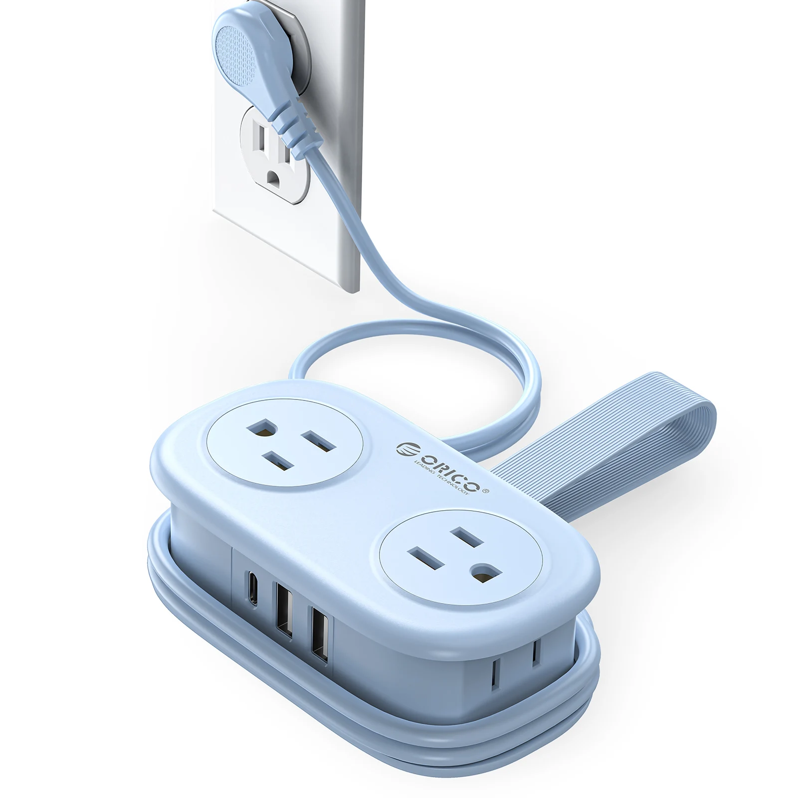 ORICO Travel Power Strip with USB C 4 Outlets 3 USB Ports 1 Type C 4FT Wrapped Extension Cord Non Surge Protector Cruise Ship Approved Wall Mountable Flat Plug ETL Listed for Home Office Dorm