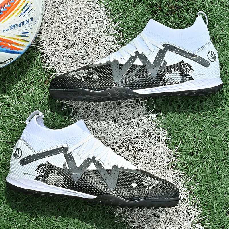 Professional Soccer Shoes TF Broken Nail Teenagers Durable Looking HighTops Training Shoes Adult Outdoors Non Slip FootballShoes
