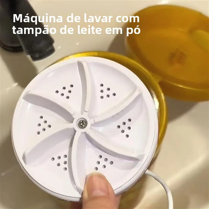 ポータブルミニターボ洗濯機粉ミルク缶自動靴下洗濯機小型ドラムタービン衣類クリーニングツール-diyu-b40435