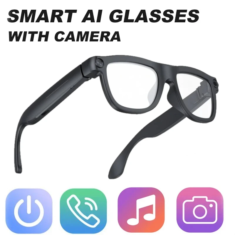 Smart AI Glasses 800W HD Shooting Camera Photo Video Voice Call Translation Bluetooth AI Motorcycle Glasses Touch Color Change