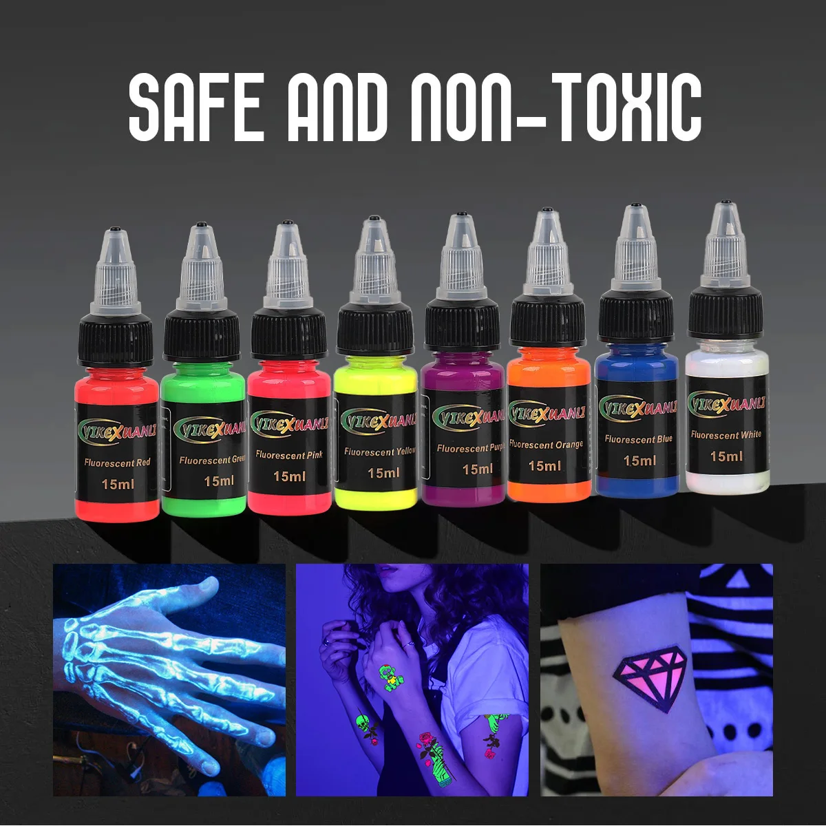 15ml tattoo pigment fluorescent ink 1pcs or 8pcs art tattoo kit professional beauty paint tattoo supply semi permanent