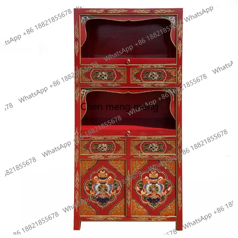 z183 buddha cabinet for home solid wood altar tibetan  two-story god of wealth altar