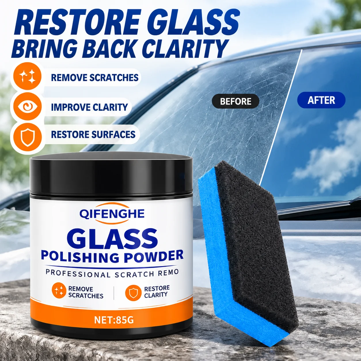 Glass Polishing Powder Remove Scratches Restore Transparency for Car Window Glass Surface