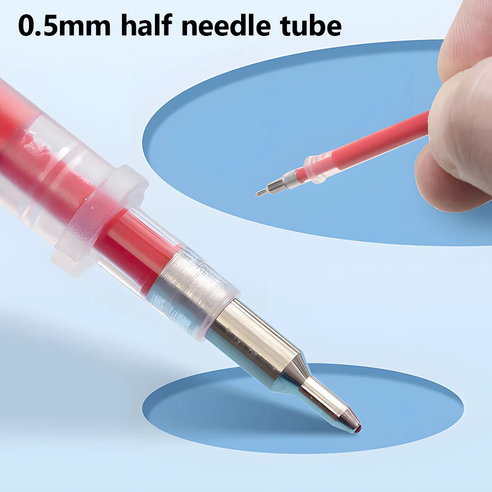 M&G 12pcs Gel Pen Refills Red 0.5mm Half Syringe Signature Pen Refill Economy Gel Pen Refills for Students Exam Office