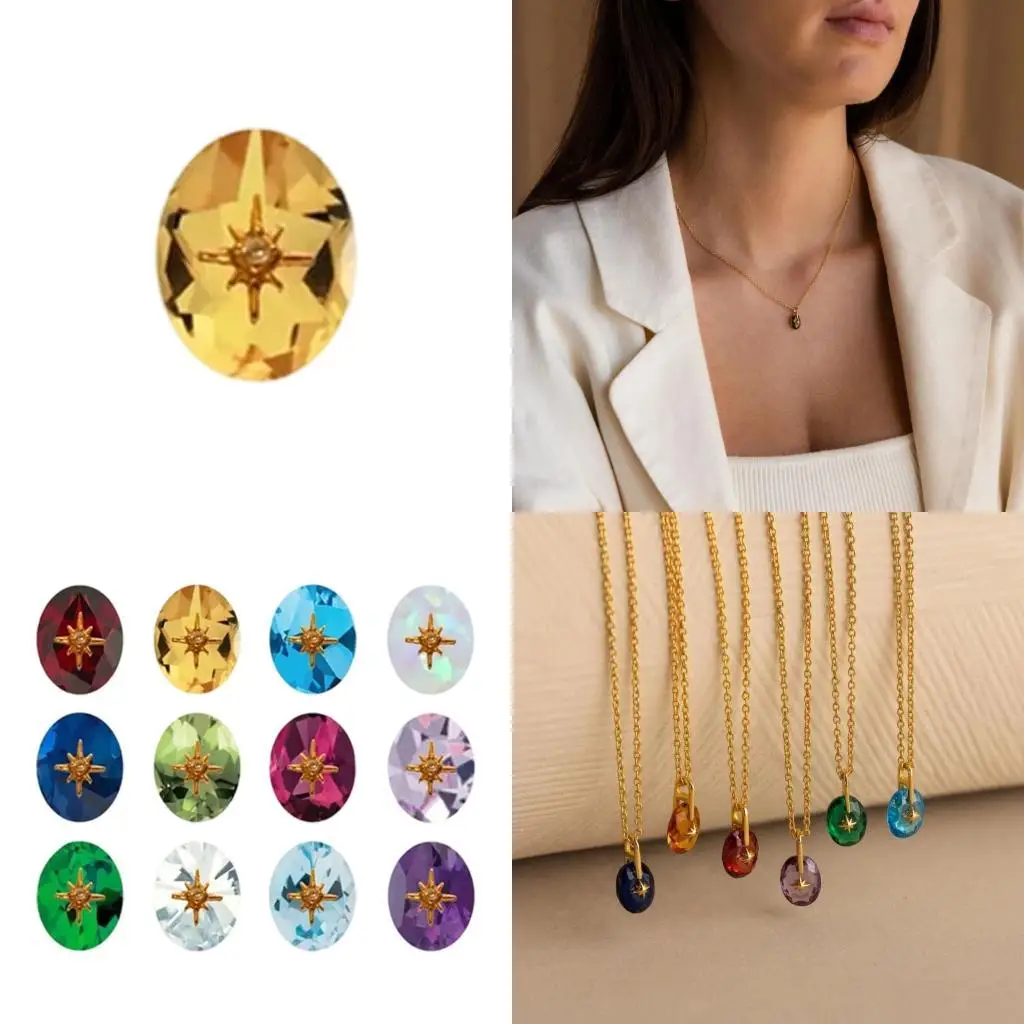 

A52E Birthday Stones Pendants Jewelry Making Part Fashion Accessories for Necklace
