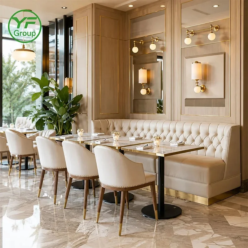 Factory Custom Premium Vinyl Leather Restaurant Booth Seating Wooden Base Banquette for Cafe Bar