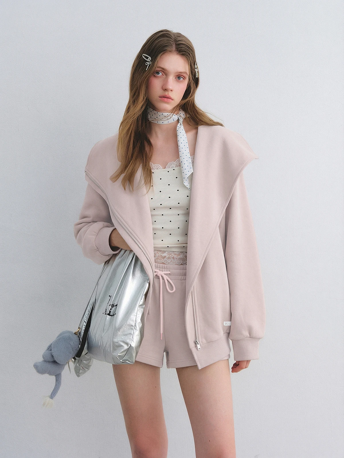 

AsGony Liu Xue Ning Pink Zipper Hoodie Elastic Waist Flared Pants Two-Piece Set Women's Fashion Spring Outfit Breathable Casu...