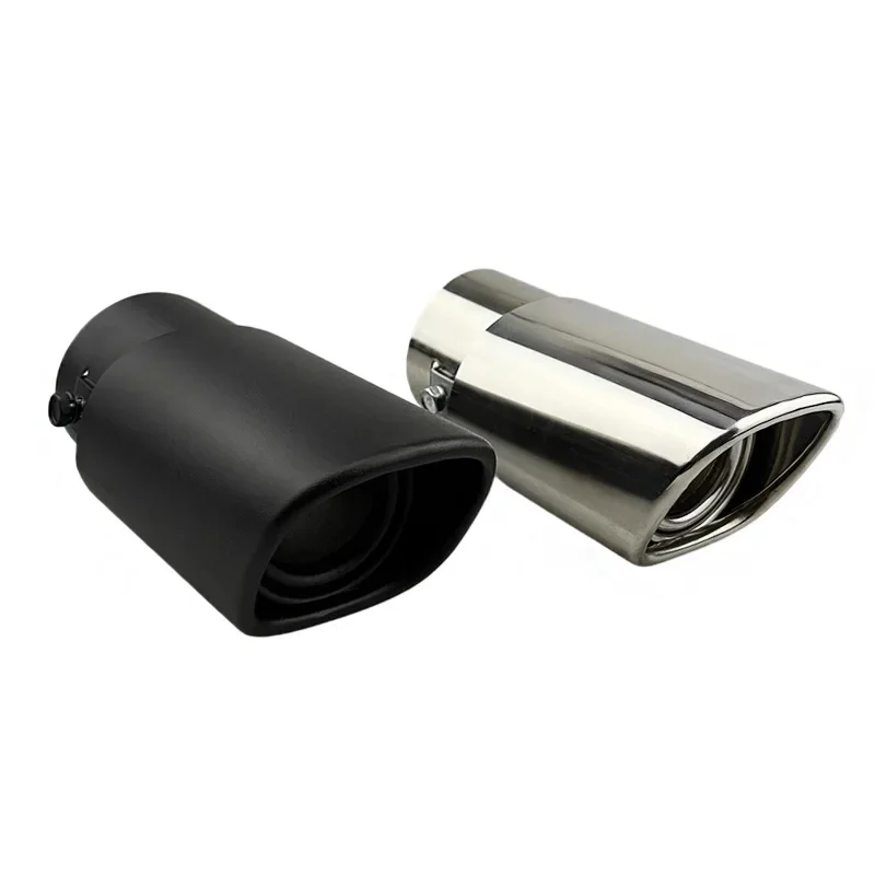 Car modification stainless steel tailpipe single tube square mouth with flower mouth exhaust pipe muffler