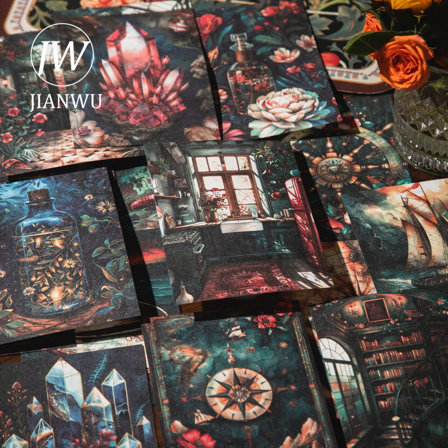 JIANWU Red Velvet Series Vintage Flower Character Collage Scrapbooking Material Paper Creative DIY Junk Journal Stationery