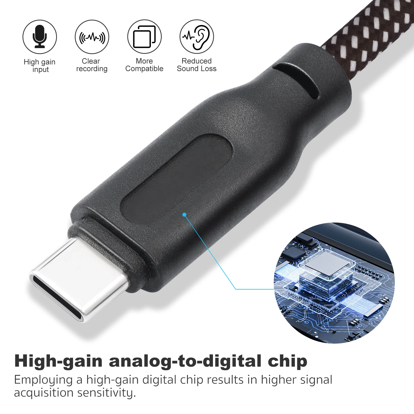 USB Type-C to 6.35mm Guitar Cable Dual Shielded OFC Plug And Play No Driver for Electric Guitar Android MacBook