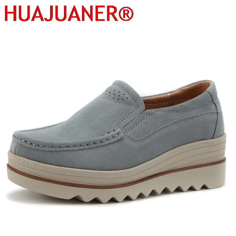 

2025 Spring Women Flats Shoes Platform Slip On Flats Woman Sneakers Female Suede Ladies Tenis Loafers Moccasins Casual Shoes