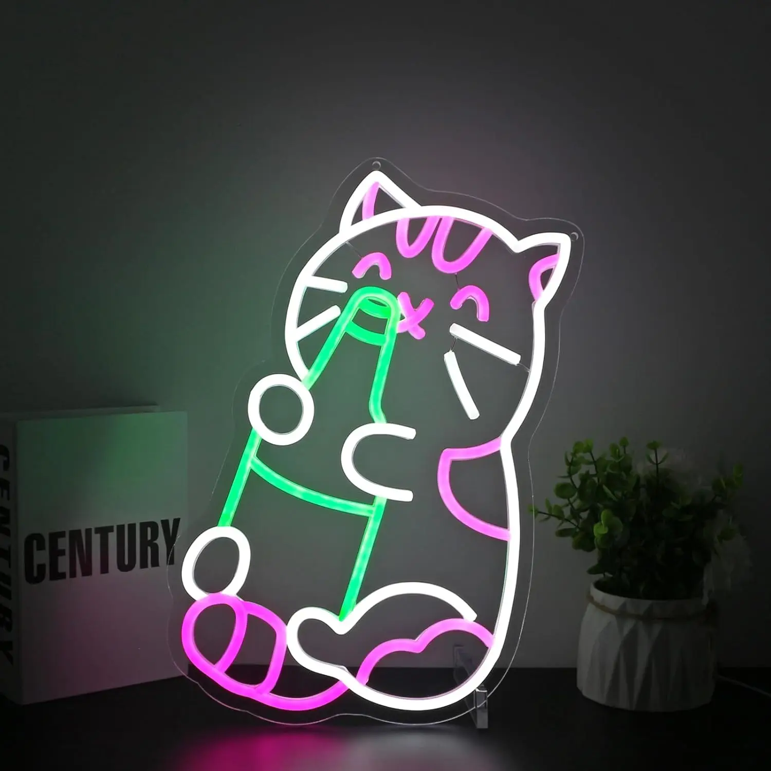 

Cat Beer Neon Sign for Wall Decor 5/12V USB with Dimmable Luminous Sign Wall Decor for Bars Home Decor Tavern Clubs Parties