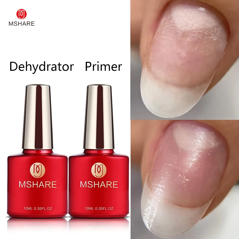 MSHARE 2pcs Nail Prep Dehydrator and Primer PH Bond with Sticky Layer Nails Bonder Dehydrate Acid Free 10ML Air Dry