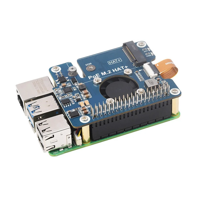 رائع لراسبيري Pi 5 POE M.2 قبعة Pcie إلى M.2 Nvme SSD لوح تمديد Gen3 8Gbps لـ 2242/2230 M.2 Nvme SSD