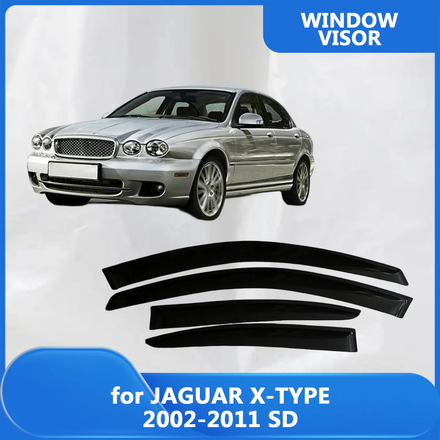 

Window Visor for JAGUAR X-TYPE 2002 2003 2004 2005 2006 2007 2008 2009 2010 2011 SD Wind Deflectors Rain Guards Door Visor Vent