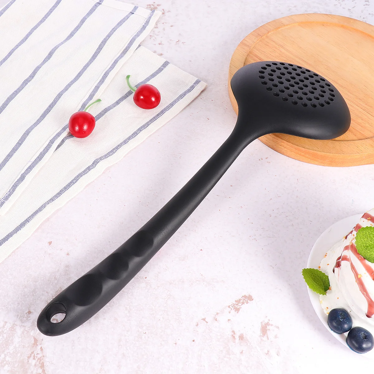 

Silicone Black Slotted Scoop Non Stick Heat Resistant Cooking Utensils Kitchenware Home Restaurant Cooking Tools