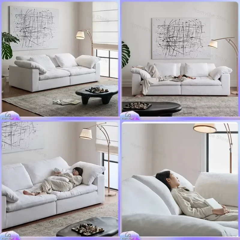 

Soft Fabric Sofa with Down Seat Cushion Cloud-Like Comfort Deep Seat Living Room Sofa Modular Sectional Sofa Home Furniture