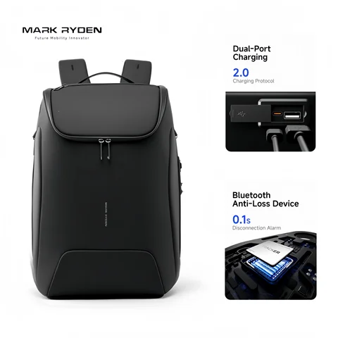 MARK RYDEN 31L Smart Men's Backpack TSA Lock Anti-Lost Device 16 Inch Laptop Business Travel Bag