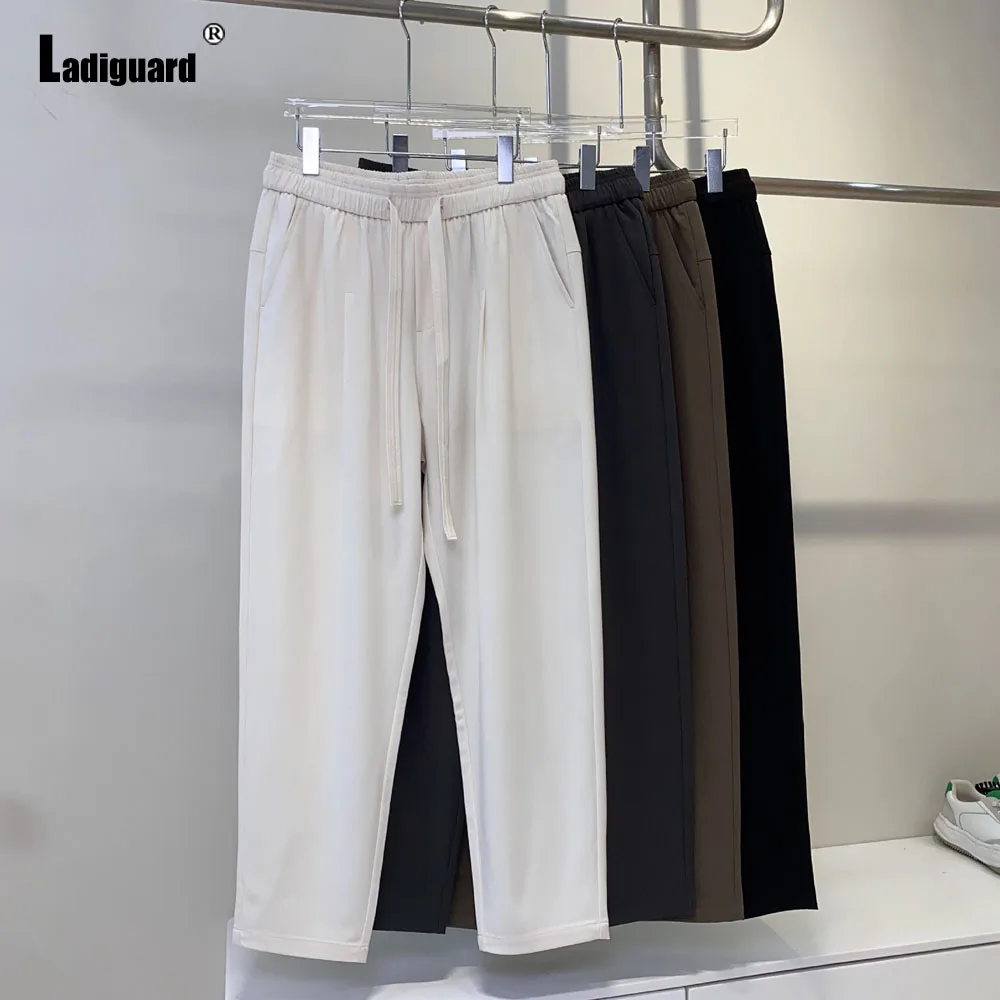 Ladiguard-pantalones de chándal de talla grande para hombre, calzas básicas sencillas e informales con bolsillo, cintura elástica, color blanco, estilo Harajuku, a la moda, 2024