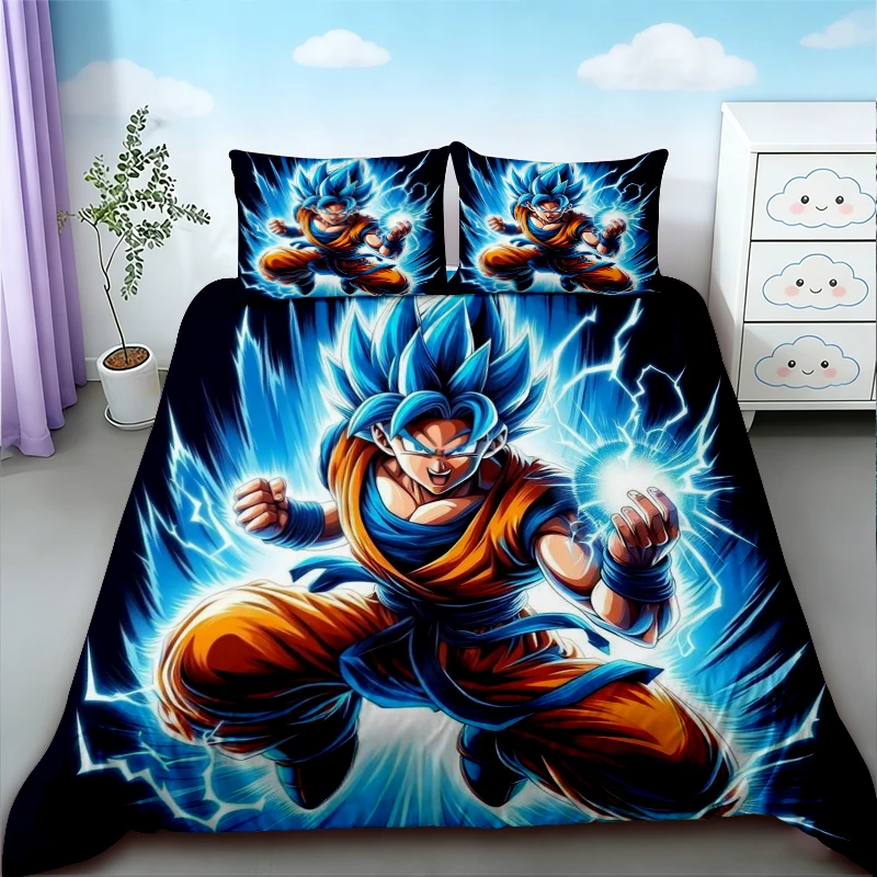 

Teens Gifts Duvet Cover Dragon Ball Goku Cartoon Anime Bedding Set Quilt Cover Twin Single Size for Bedroom Dormitory