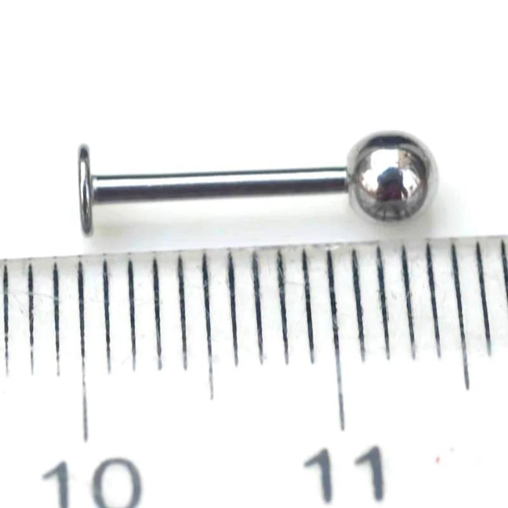 10pcs Silver Tongue Ring Set, Body Piercing