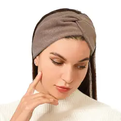 Cashmere Wide Headbands for Women Elastic Cross Hairbands Soft Turban Headwrap Solid Bandana Bandage Head Scarf Hair Accessories