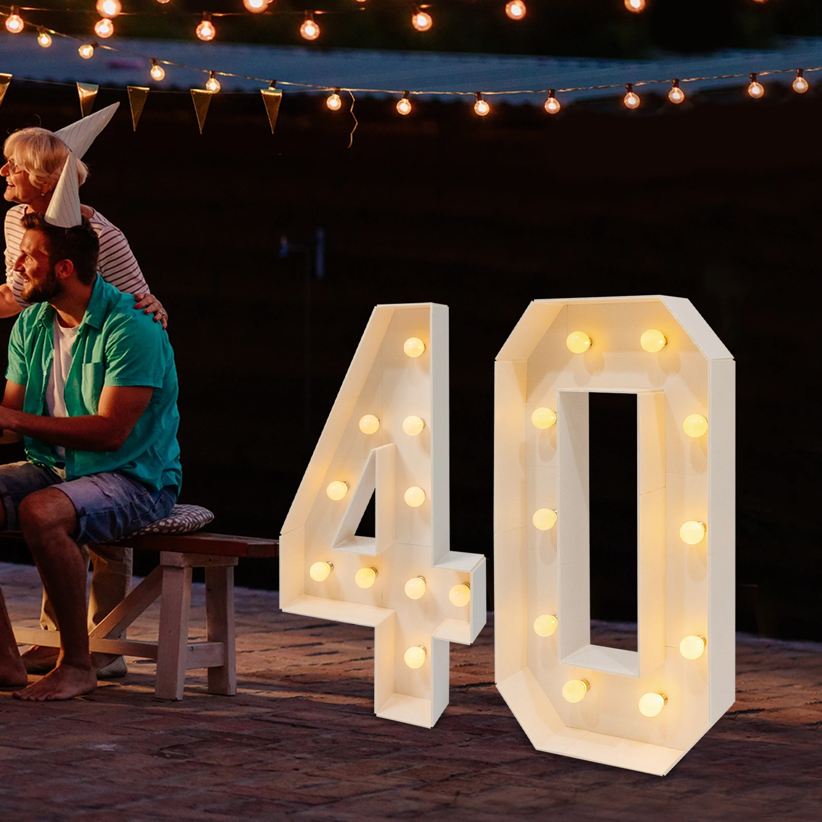 

LED Number Lamp Number Illuminated Numbers 40th Birthday Party Decoration, Warm White Lights Marquee Light for 40th Birthday