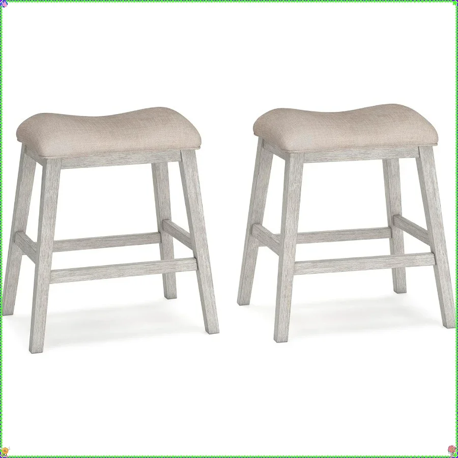 مقاعد بار بيضاء حديثة مكونة من قطعتين، تصميم بارتفاع عداد 24 بوصة، مقاعد منجدة لمساحات الطعام المدمجة #1